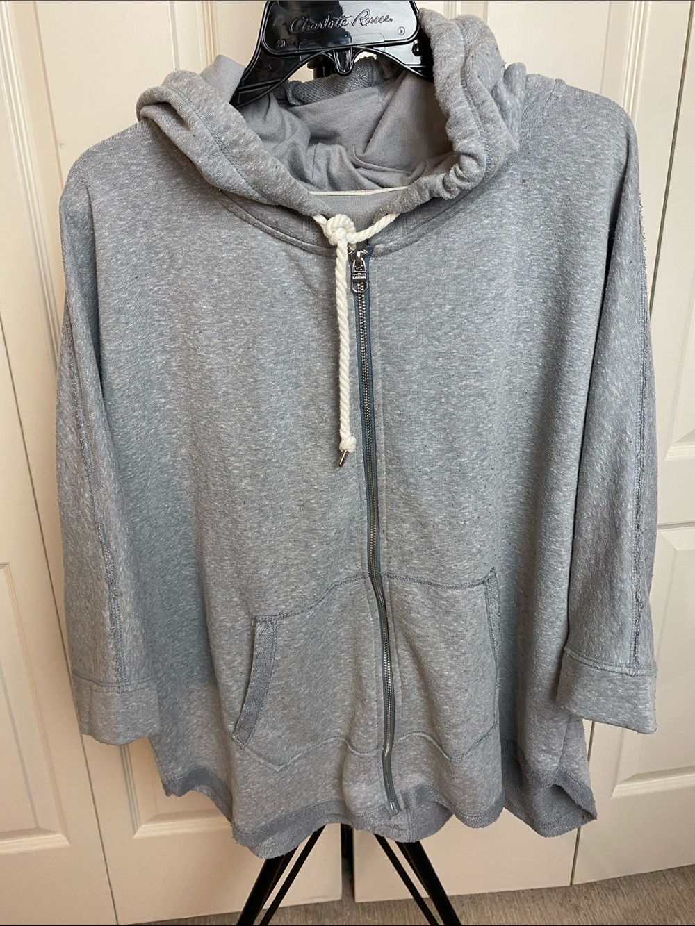 Calvin Klein Performace Light Gray Kids Hoodie Jacket with Hood and Front Zipper